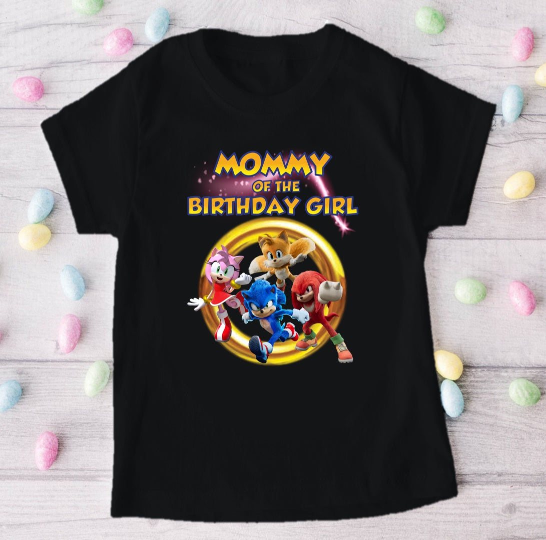 Sonic the Hedgehog Amy Rose Personalized Custom Black Family T-Shirt or Onesie Pack Theme Cake Smash Birthday Party