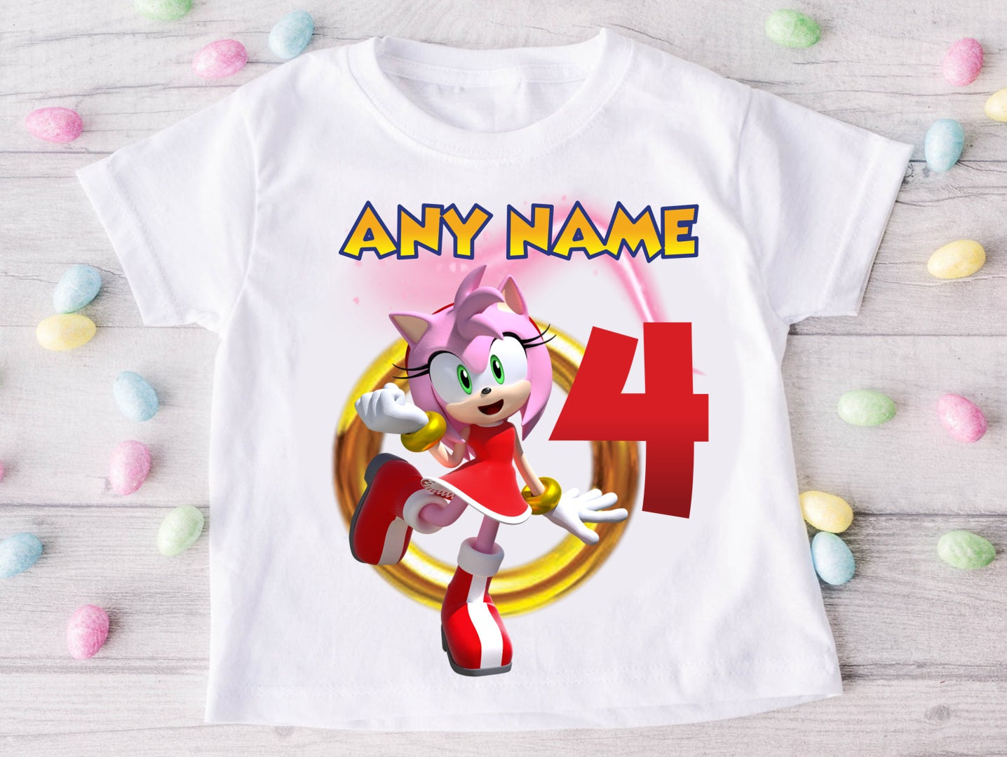 Sonic the Hedgehog Amy Rose Tutu Set Girls Personalized Custom Rainbow Ribbon Sewn Trim Tutu Outfit Dress Theme Cake Smash Birthday Party