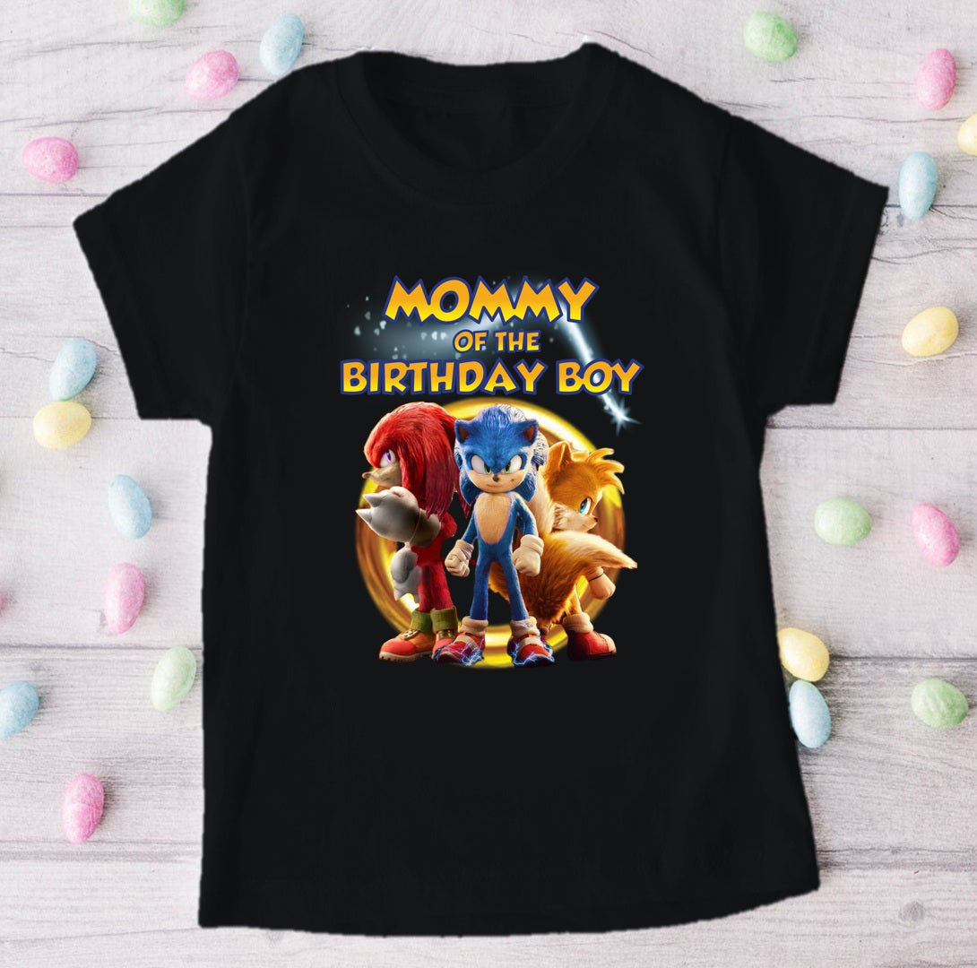 Sonic the Hedgehog Shadow Personalized Custom Black Family T-Shirt or Onesie Pack Theme Cake Smash Birthday Party