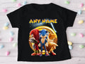 Sonic the Hedgehog Tails Knuckles Personalized Custom Black T-Shirt or Onesie Theme Cake Smash Party