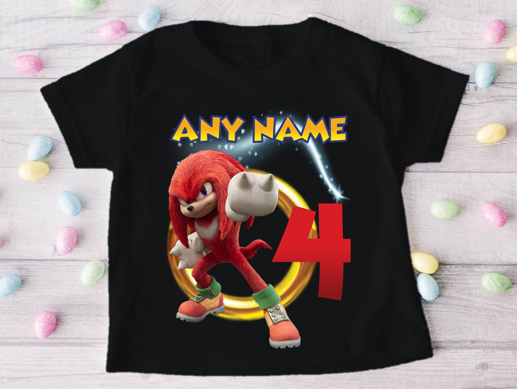 Sonic the Hedgehog Knuckles Personalized Custom Black Family T-Shirt or Onesie Pack Theme Cake Smash Birthday Party
