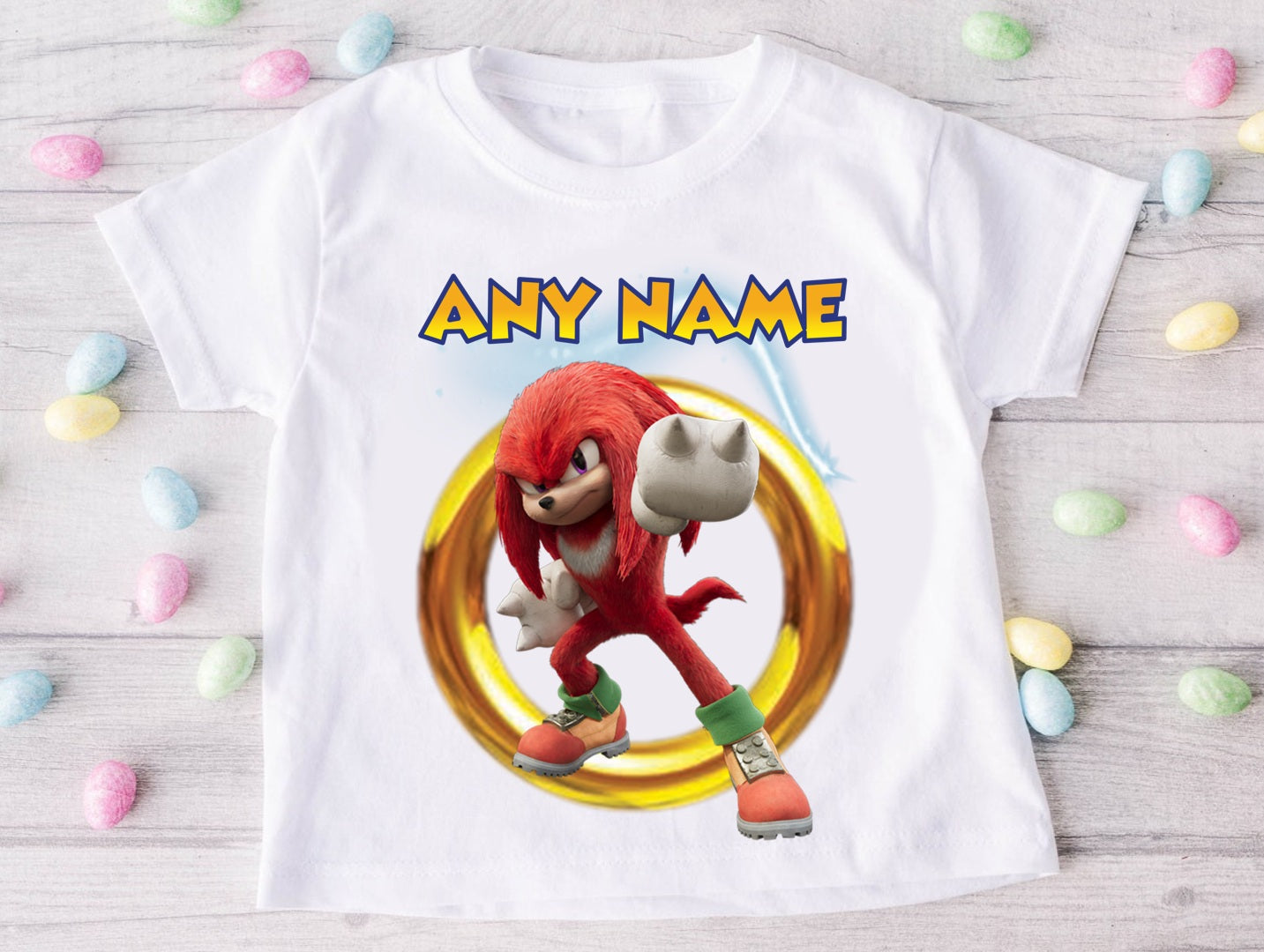 Sonic the Hedgehog Knuckles Personalized Custom White T-Shirt or Onesie Theme Cake Smash Party