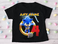 Sonic the Hedgehog Personalized Custom Black T-Shirt or Onesie Theme Cake Smash Birthday Party