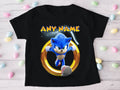 Sonic the Hedgehog Personalized Custom Black T-Shirt or Onesie Theme Cake Smash Party