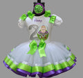 Toy Story Buzz Lightyear Tutu Set Girls Personalized Custom White Green Purple Ribbon Sewn Trim Tutu Outfit Dress Theme Cake Smash Birthday Party