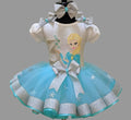 Frozen Princess Elsa Face Tutu Set Girls Personalized Custom Silver Blue Ribbon Sewn Trim Tutu Outfit Dress Theme Cake Smash Birthday Party