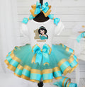 Princess Jasmine Face Tutu Set Girls Personalized Custom Blue Gold Ribbon Sewn Trim Tutu Outfit Dress Theme Cake Smash Birthday Party