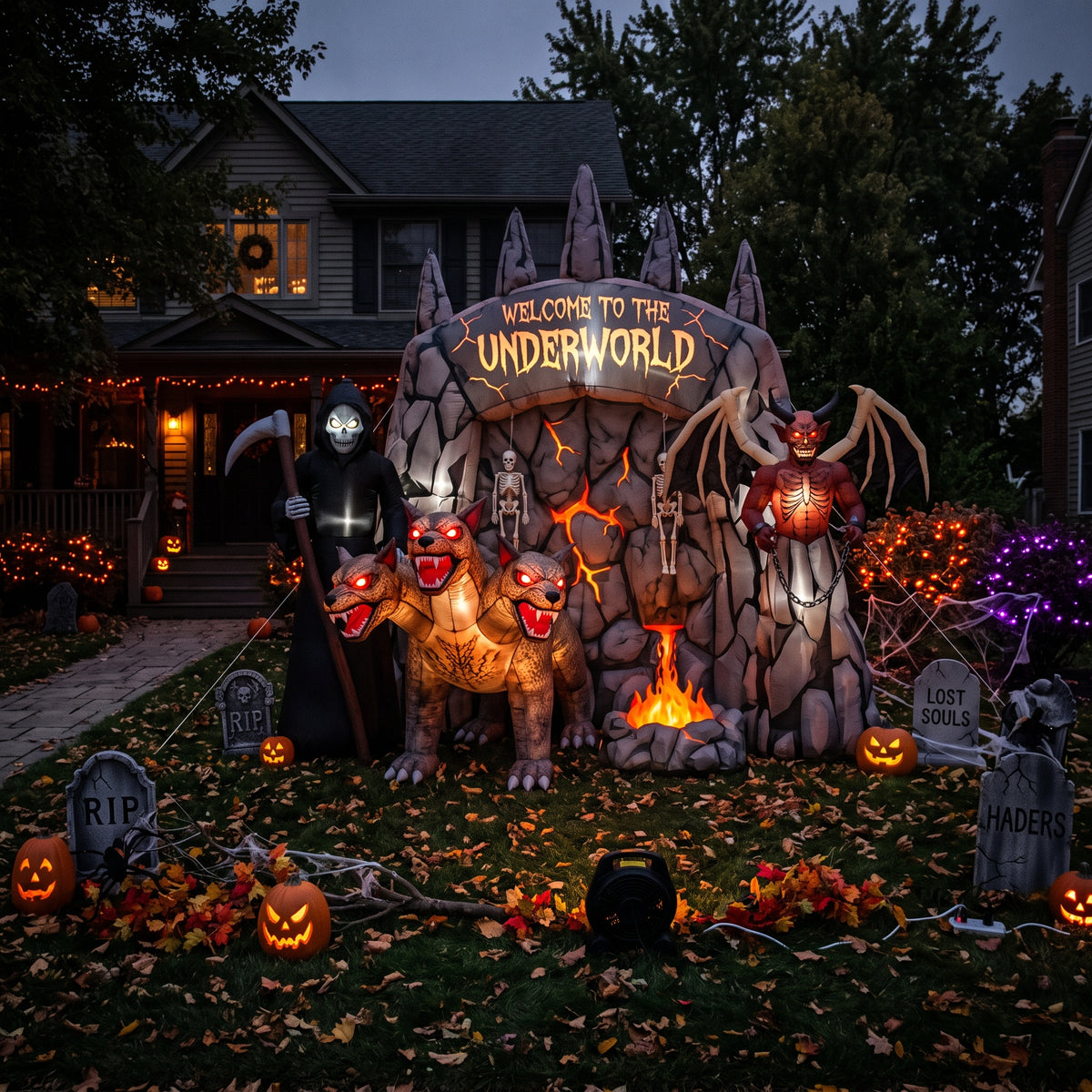 Massive 8-Foot-Tall The Underworld Colossal Multi-Tiered Halloween Yard Inflatable Scene Decor Prop