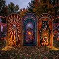 7.2ft Twisted Carnival / Freak Show Theme Halloween Arch Fabric Backdrop Cover - Multi-Panel Event Backdrop Decor Prop