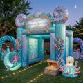 Under the Sea Mermaid Theme Premium 10' x 10' Birthday House Inflatable Blow Up Walk-Through Archway Experience Decor Prop