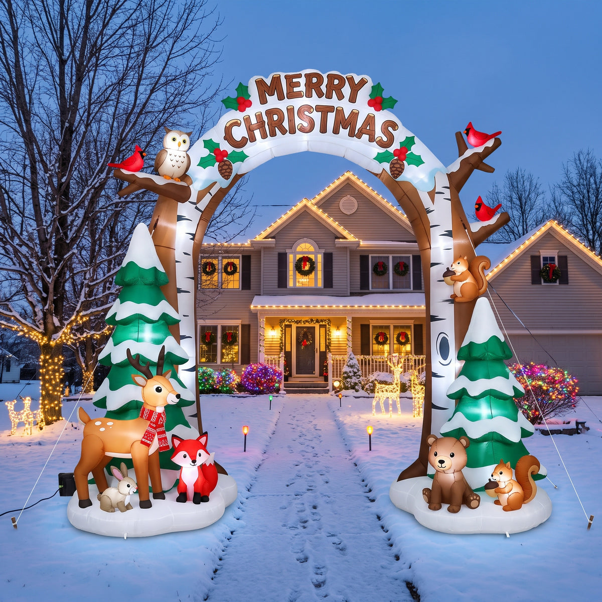 10-Foot Giant Outdoor Illuminated Walkthrough Woodland Winter Forest Inflatable Archway Christmas Decor