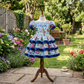 Alice in Wonderland Girls Personalized Custom Tiered Ruffle Dress Ribbon Trim Theme Cake Smash Birthday Party