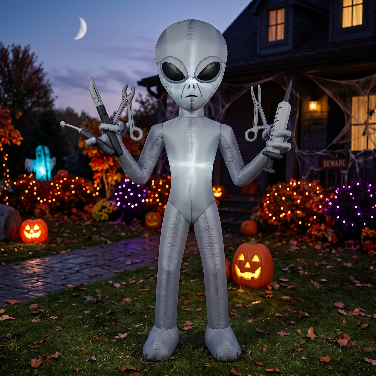 6' Alien Invasion / Area 51 Alien Examiner Yard Halloween Inflatable Blow Up Decor Prop