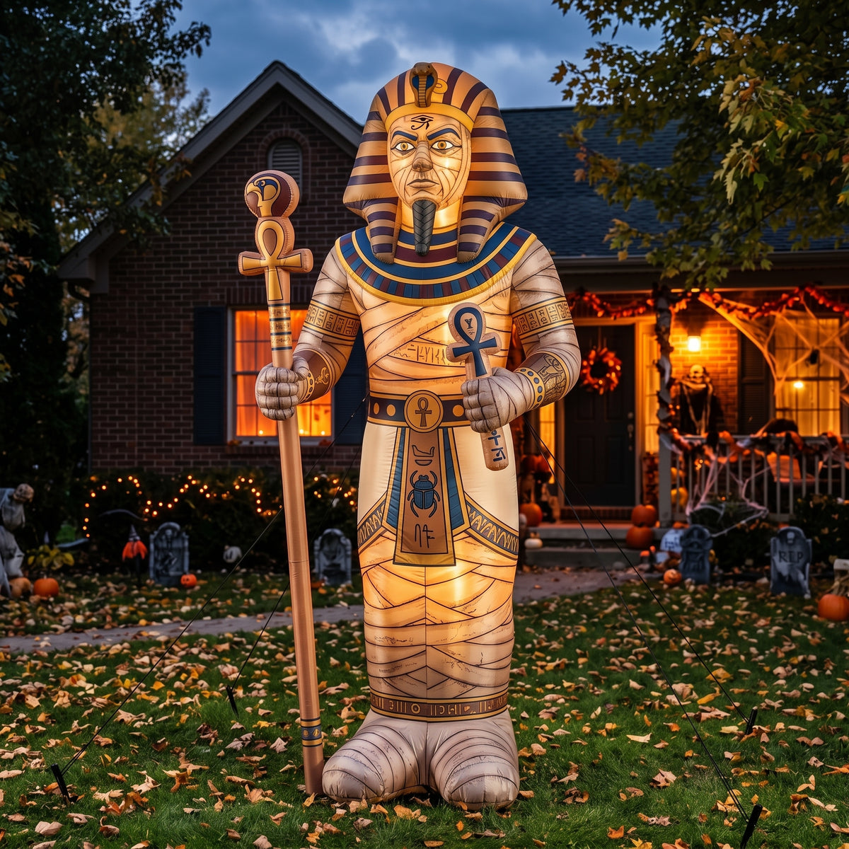 6' Ancient Egyptian Tomb High Priest Mummy Yard Halloween Inflatable Blow Up Decor Prop