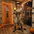6' Animated Ancient Egyptian Tomb Terrified Tomb Raider Figure Music Lights Motion Sensor Halloween Home Decor Accent Yard Prop