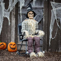4' Animated Creepy Sitting Scarecrow on Rocking Chair Halloween Home Decor Accent Yard Prop