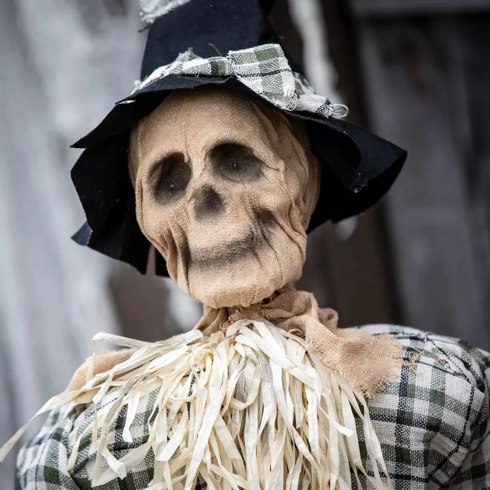 4' Animated Creepy Sitting Scarecrow on Rocking Chair Halloween Home Decor Accent Yard Prop