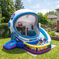 Play Bounce House Jumping Playhouse area with Slide and Ball Pit Space Astronaut's Head Castle Theme