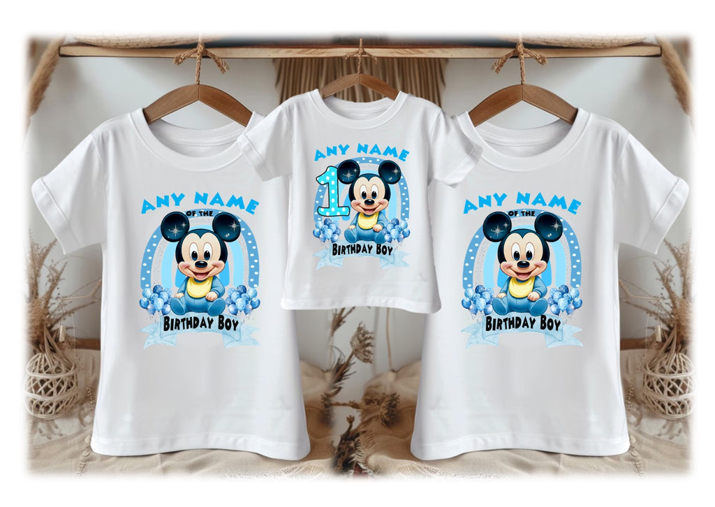 Baby Mickey Mouse Personalized Custom White Family T-Shirt or Onesie Pack Theme Cake Smash Birthday Party