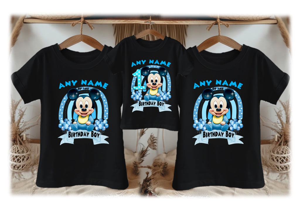 Baby Mickey Mouse Personalized Custom Black Family T-Shirt or Onesie Pack Theme Cake Smash Birthday Party