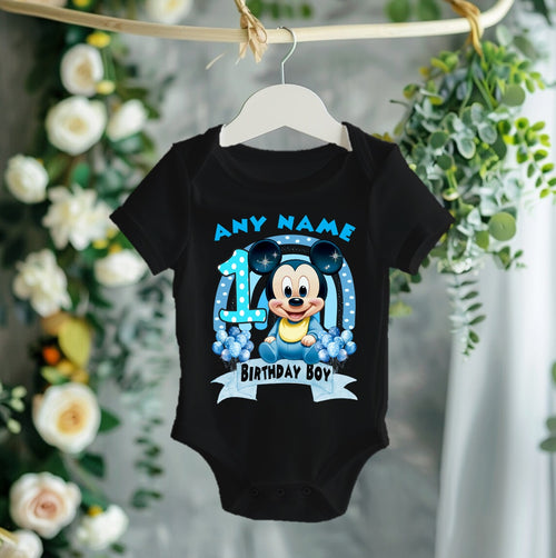 Baby Mickey Mouse Personalized Custom Black Family T-Shirt or Onesie Pack Theme Cake Smash Birthday Party