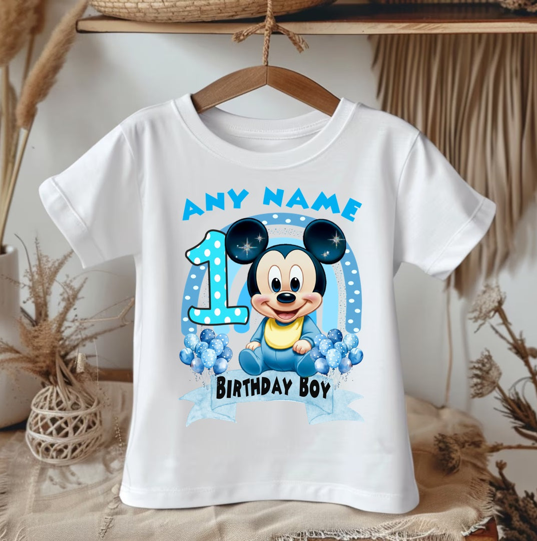 Baby Mickey Mouse Personalized Custom White Family T-Shirt or Onesie Pack Theme Cake Smash Birthday Party