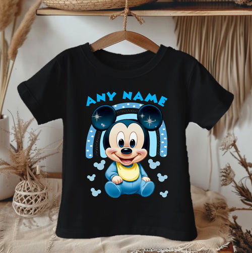 Baby Mickey Mouse Personalized Custom Black T-Shirt or Onesie Theme Cake Smash Party