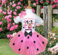 Baby Minnie Mouse Tutu Set Girls Personalized Custom Pink Black Polka Dots Tutu Outfit Dress Theme Cake Smash Birthday Party