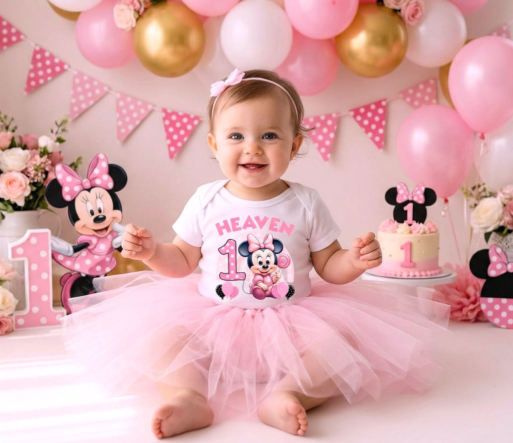 Baby Minnie Mouse Tutu Set Girls Personalized Custom Pink Tutu Outfit Dress Theme Cake Smash Birthday Party