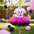 Baby Minnie Mouse Tutu Set Girls Personalized Custom Hot Pink Black Tutu Outfit Dress Theme Cake Smash Birthday Party