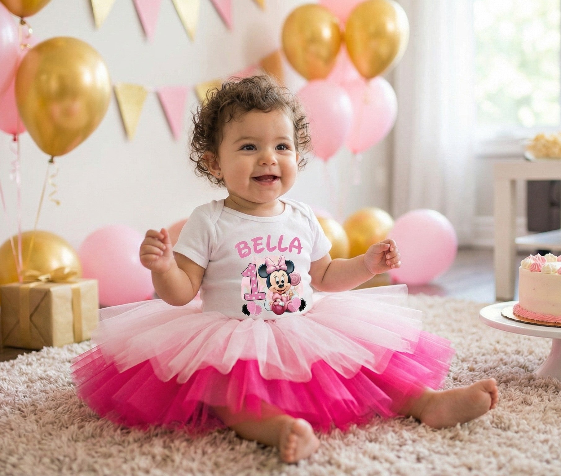 Baby Minnie Mouse Tutu Set Girls Personalized Custom Soft Pink Hot Pink Tutu Outfit Dress Theme Cake Smash Birthday Party