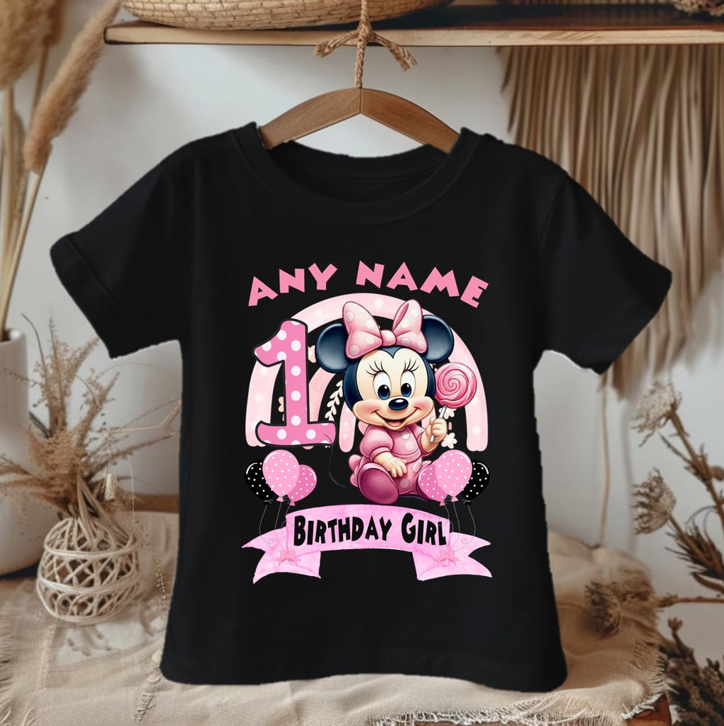 Baby Minnie Mouse Personalized Custom Black Family T-Shirt or Onesie Pack Theme Cake Smash Birthday Party