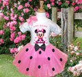 Baby Minnie Mouse Tutu Set Girls Personalized Custom Pink Black Polka Dots Tutu Outfit Dress Theme Cake Smash Party