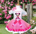 Baby Minnie Mouse Tutu Set Girls Personalized Custom Pink Hot Pink White Ribbon Trim Tutu Outfit Dress Theme Cake Smash Party