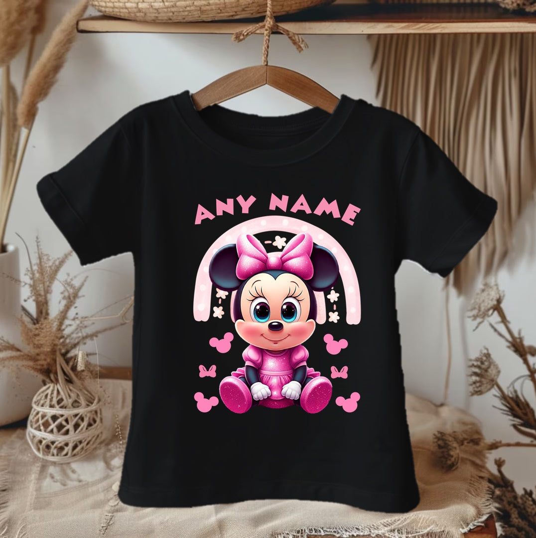 Baby Minnie Mouse Personalized Custom Black T-Shirt or Onesie Theme Cake Smash Party