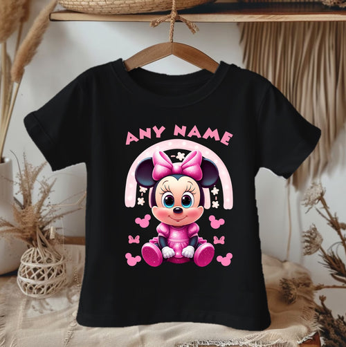 Baby Minnie Mouse Personalized Custom Black T-Shirt or Onesie Theme Cake Smash Party