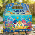 (Pack of 6) Baby Shark Custom Personalized Birthday Party Favor Gable Treat Boxes