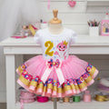 Little Pink Baby Shark Tutu Set Girls Personalized Custom Pink Gold Ribbon Sewn Trim Tutu Outfit Dress Theme Cake Smash Birthday Party