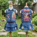 Personalized Custom Name Blonde Barbie Girl Doll Denim Vest & Skirt Set Birthday Party Cake Smash Gift