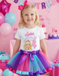 Barbie Face Blonde Girl Tutu Set Girls Personalized Custom Hot Pink Blue Purple Ribbon Tutu Outfit Dress Theme Cake Smash Birthday Party