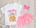 Barbie Face Blonde Girl Tutu Set Girls Personalized Custom Pink Gold Polka Dots Tutu Outfit Dress Theme Cake Smash Party