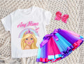 Barbie Face Blonde Girl Tutu Set Girls Personalized Custom Hot Pink Blue Purple Ribbon Tutu Outfit Dress Theme Cake Smash Party