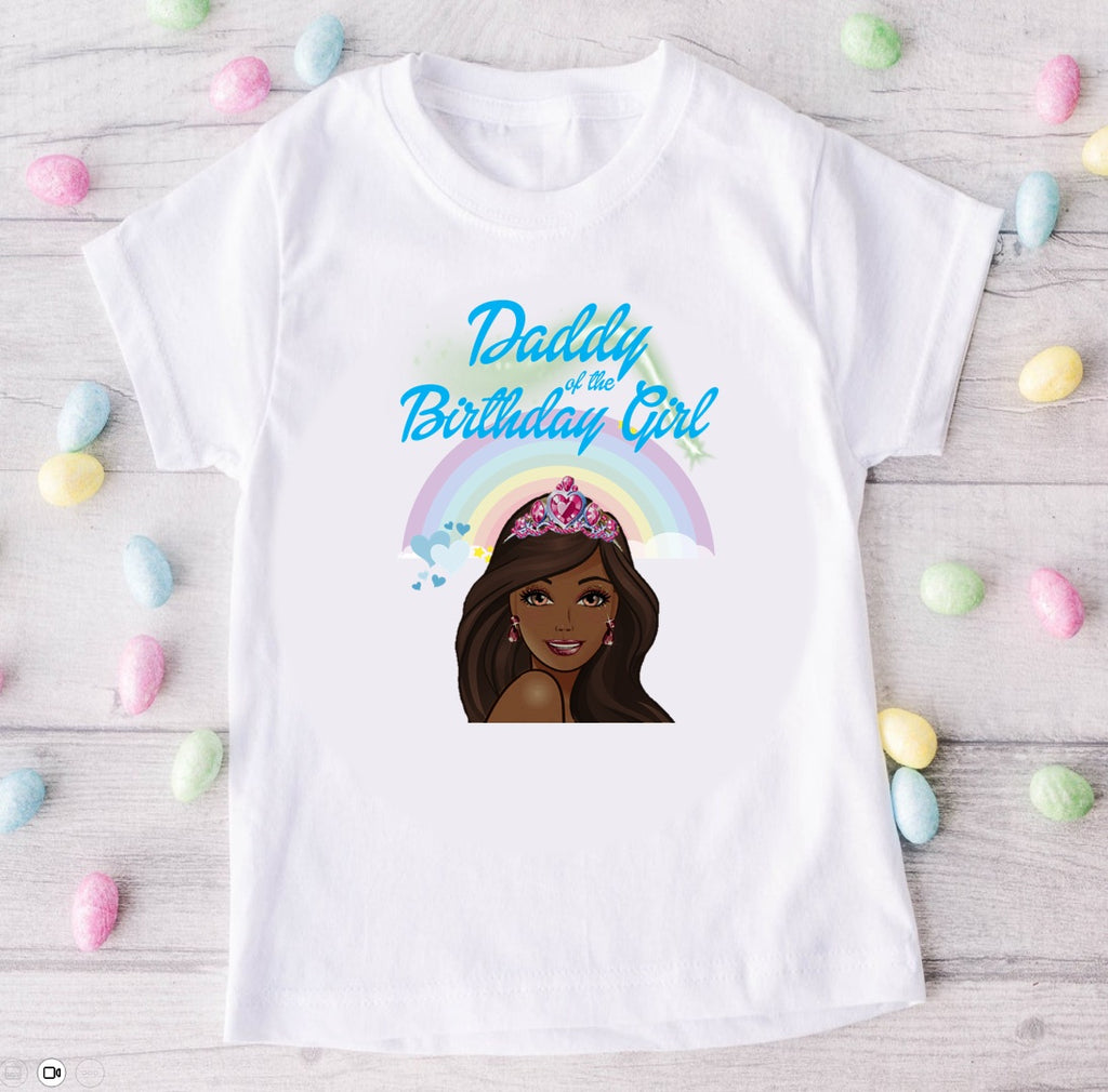 Barbie Face Black Girl Personalized Custom White Family T-Shirt or Onesie Pack Theme Cake Smash Birthday Party