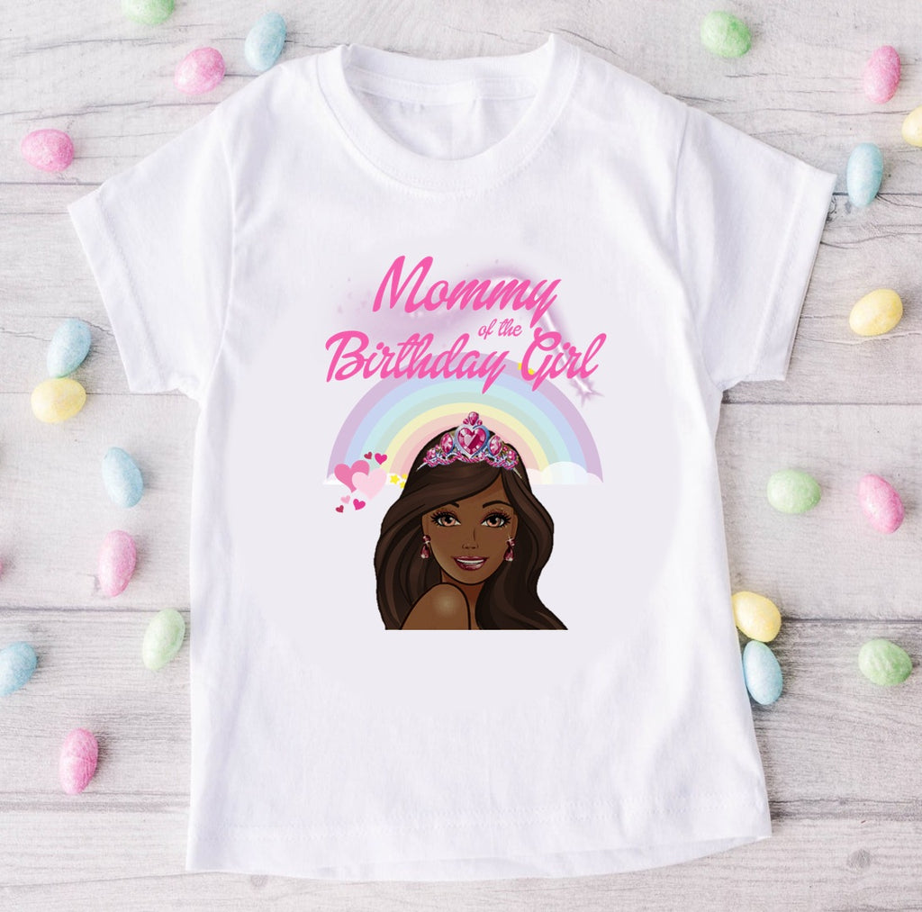 Barbie Face Black Girl Personalized Custom White Family T-Shirt or Onesie Pack Theme Cake Smash Birthday Party