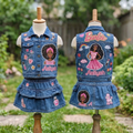 Personalized Custom Name Black Barbie Girl Doll Denim Vest & Skirt Set Birthday Party Cake Smash Gift