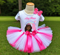 Barbie Face Black Girl Tutu Set Girls Personalized Custom Hot Pink White Pink Tutu Outfit Dress Theme Cake Smash Birthday Party