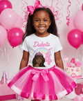 Barbie Face Black Girl Tutu Set Girls Personalized Custom Hot Pink White Pink Ribbon Tutu Outfit Dress Theme Cake Smash Birthday Party