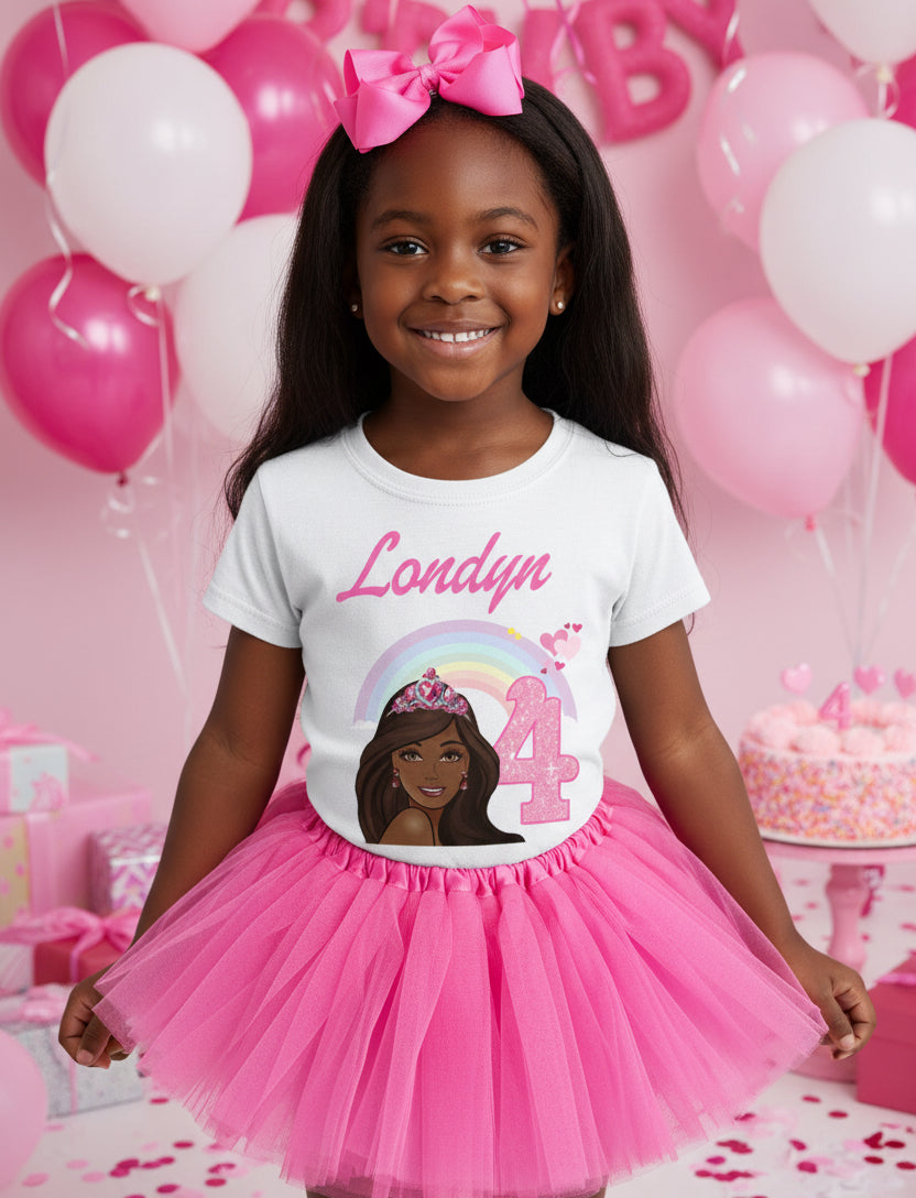 Barbie Face Black Girl Tutu Set Girls Personalized Custom Pink 3 Layer Tutu Outfit Dress Theme Cake Smash Birthday Party