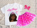 Barbie Face Black Girl Tutu Set Girls Personalized Custom Hot Pink Gold Polka Dots Tutu Outfit Dress Theme Cake Smash Party