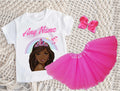Barbie Face Black Girl Tutu Set Girls Personalized Custom Hot Pink 3 Layer Tutu Outfit Dress Theme Cake Smash Party